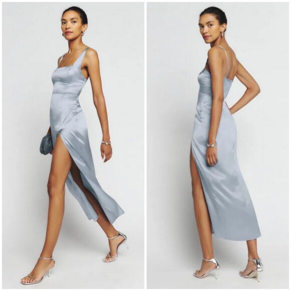 💕REFORMATION💕 Solay Silk Dress ~ Mineral 6 NWT - Picture 2 of 16